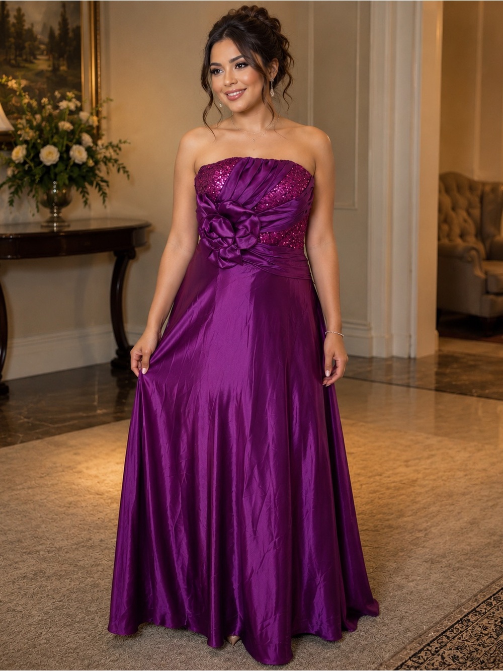 Jessica MCcliñtock strapless evening dress